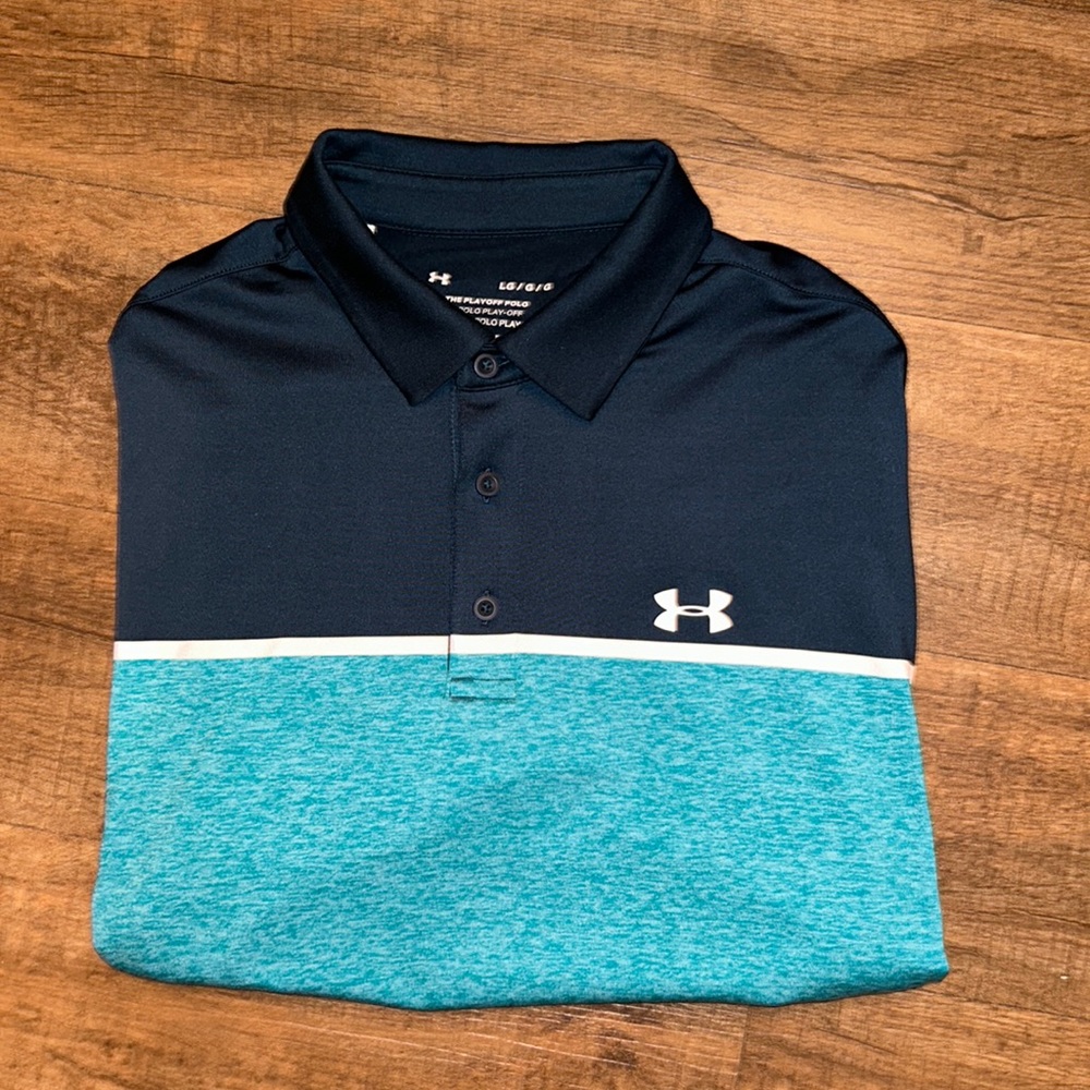 Blue and Green Under Armour Golf Polo